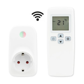Termostat gniazdkowy wtyczkowy WI-FI z PILOTEM, regulator temperatury, termostat z pilotem Wi-FI